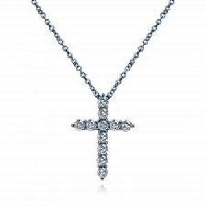 Conjunto cruz de rodio negro 