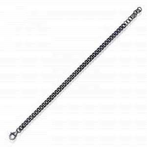Pulsera cuban link sin piedra, rodio negro. Eslabones aprox 5 mm