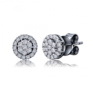 Par aros rodio negro pavecito con cubic