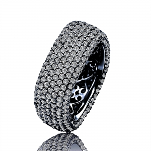 Anillo cuadrado, rodio negro, pavee
