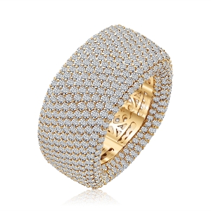 Anillo cuadrado, ancho, pavee, amarillo, encamisado