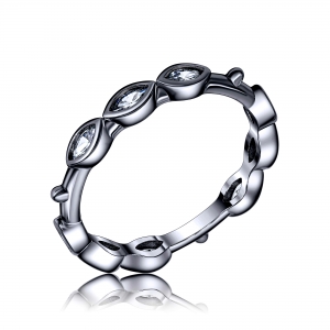 Anillo sin fin, rodio negro, con piedras ovaladas