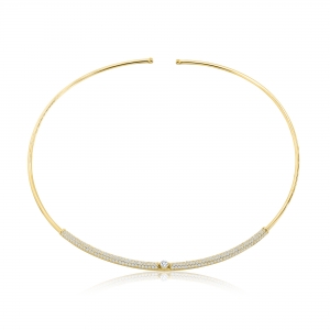 COLLAR CON APIQUE DE CUBIC AMARILLO CON BAÑO BLANCO 