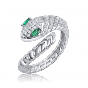 ANILLO BICHA CON CUBIC RODIO BLANCO