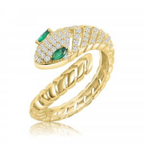 ANILLO BICHA CON CUBIC RODIO NEGRO