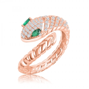 ANILLO BICHA CON CUBIC ROSADA CON RODIO 