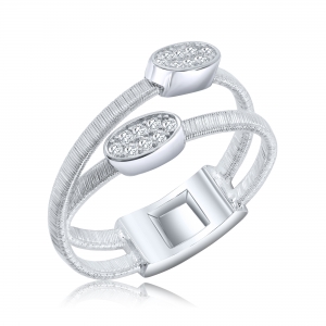 ANILLO DOBLE FILA CON CUBIC OVAL BLANCO