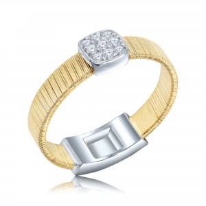 ANILLO CON APLIQUE CUBIC CUADRADO REDONDEADO COMBINADO