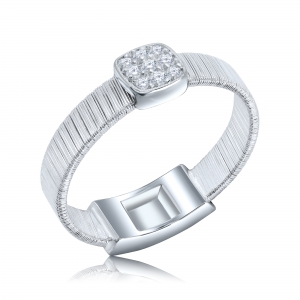 ANILLO CUBIC CUADRADO REDONDEADO RODIO BLANCO