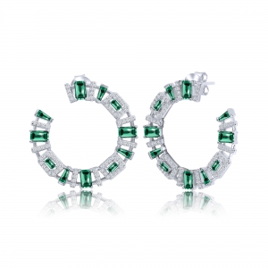 PAR AROS REDONDOSCON VERDE RODIO BLANCO