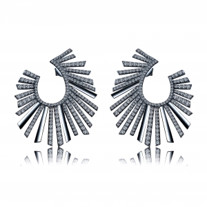 Par aros rodio negro, tiras con y sin piedra. Aprox 3.5 cm