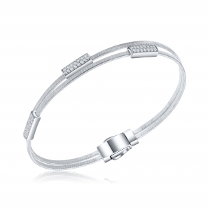 Esclava 2 tiras cruzadas con apliques rectangulares pavee y cierre