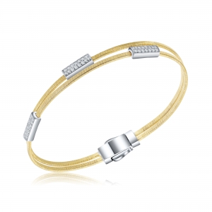 Esclava 2 tiras cruzadas con apliques rectangulares pavee y cierre