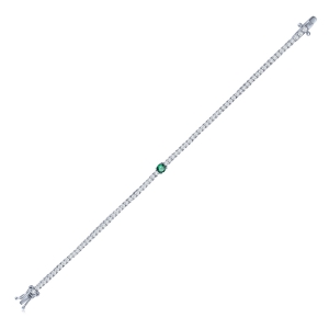 Pulsera tenis con una piedra mas grande en el centro verde