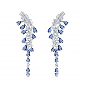 Par aros largos con piedras azules