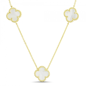 Conjunto 7 treboles dorado con nacar . Largo 60 cm