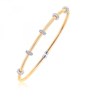 Pulsera hilos, con 5 apliques con piedras, amarilla