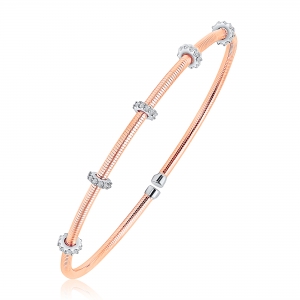 Pulsera hilos, con 5 apliques con piedras, rosada