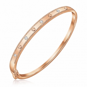 Esclava con piedras Y tachas, rosada