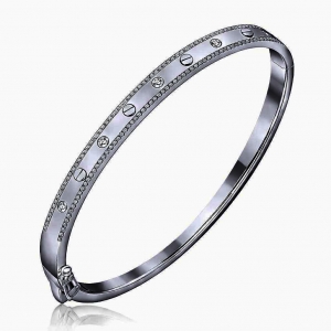 Esclava con piedras Y tachas, rodio negro