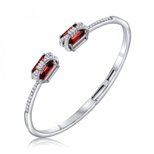 Esclava abierta, con piedras baguettes rojas en las puntas