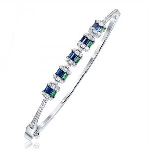 Esclava con piedras baguettes color azul, verde y blanco