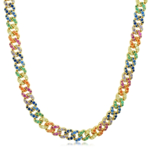 GARGANTILLA PREMIUM CUBAN LINK 4 MM ANCHO RODINADA MULTICOLOR