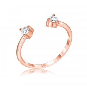 ANILLO PREMIUM DOS CUBIC ABIERTO BA&Ntilde;O ROSE