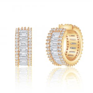 PAR AROS HOOP BAGUETTE CUBIC BA&Ntilde;O AMARILLO