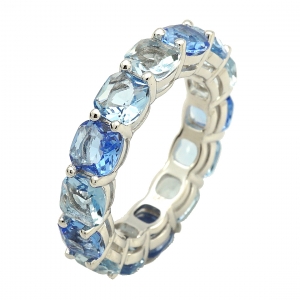 ANILLO SIN FIN CUSHION PREMIUM DEGRADE BLUE BA&Ntilde;O RODIO