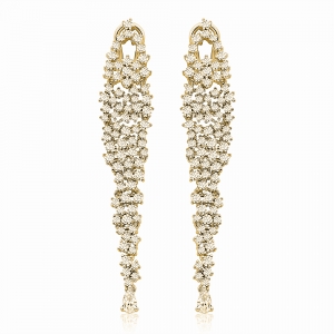 Par aros linea premium, largos , AMARILLOS , piedras blancas, con cierre perno y clip