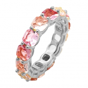 ANILLO SIN FIN CUSHION PREMIUM DEGRADE PINK BA&Ntilde;O RODIO