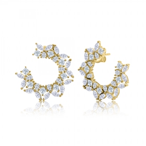 PAR AROS PREMIUM CIRCULARES NAVETTE DORADOS 25 MM DIAMETRO