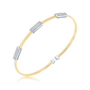 PULSERA ESCLAVA PREMIUM CON CUBIC  COMBINADA AMARILLO/RODINADA
