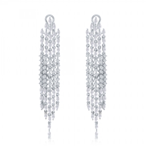 PAR AROS PREMIUM LARGOS LLUVIA DE NAVETTES  CON MOVIMIENTO RODINADOS, LARGO 7 CMS