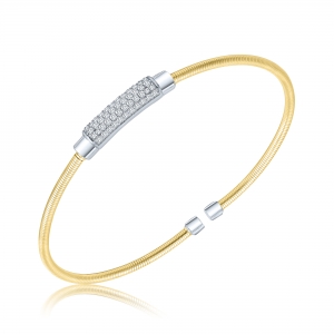 PULSERA ESCLAVA PREMIUM CON BARRITA PAVEE ENCAMISADA COMBINADA