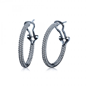 PAR AROS ARGOLLA PREMIUM CON CLIP 22 MM RODIO NEGRO