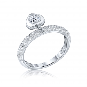 ANILLO PREMIUM CON CORAZON CUBIC RODINADO