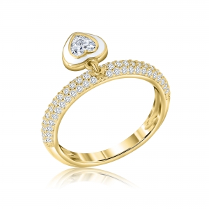 ANILLO PREMIUM CON CORAZON CUBIC AMARILLOS