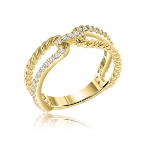 ANILLO PREMIUM DOBLE  HILO RETORCIDO CON CUBIC AMARILLO