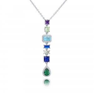 CONJUNTO PREMIUM MULTICOLOR PIEDRAS DE FORMA DISTINTA RODINADO