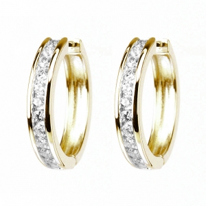 Par aros argolla amarillos con piedras. Diametro interno aprox: 16 mm