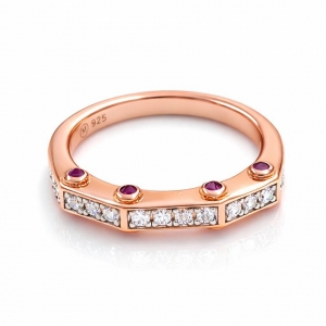 Anillo Link1945 octogonal Rosado
