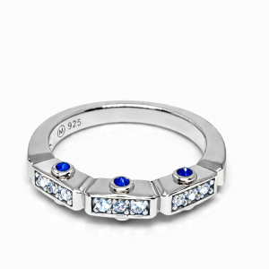 Anillo Link1945 octogonal con surco Plateado