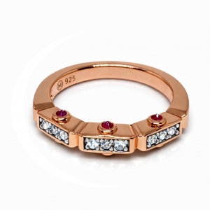 Anillo Link1945 octogonal con surco Rosado