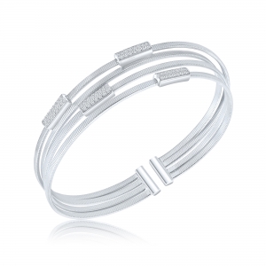 PULSERA PREMIUM ESCLAVA 3 HILOS CON APLIQUE RODINADA