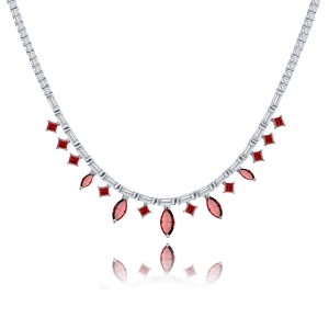 COLLAR PREMIUM CON NAVETTES DE RUBI RODINADO