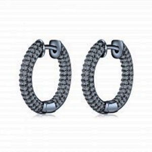 Par argollas, rodio negro, pavee interno y externo. Diametro interno aprox: 14 mm