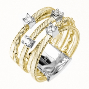 Anillo hilos y piedras amarillo