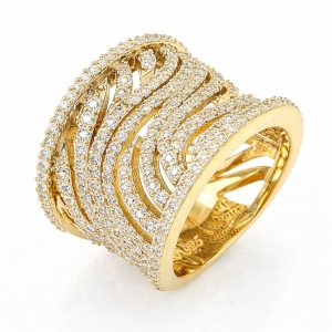 Anillo linea premium, ancho, calado, amarillo